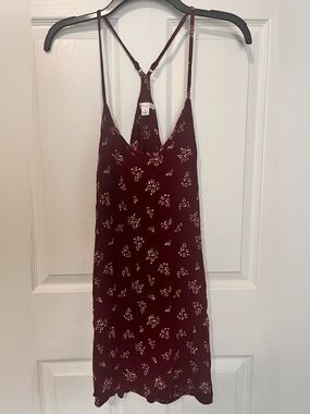 Xhilaration Burgundy Floral Mini Slip Dress